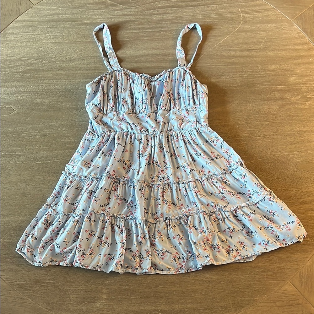 Altar'd State Blue and White Ruffled Mini Sundress